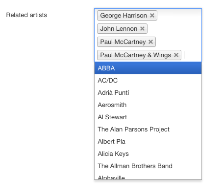 Choosing the related artists in the backend
