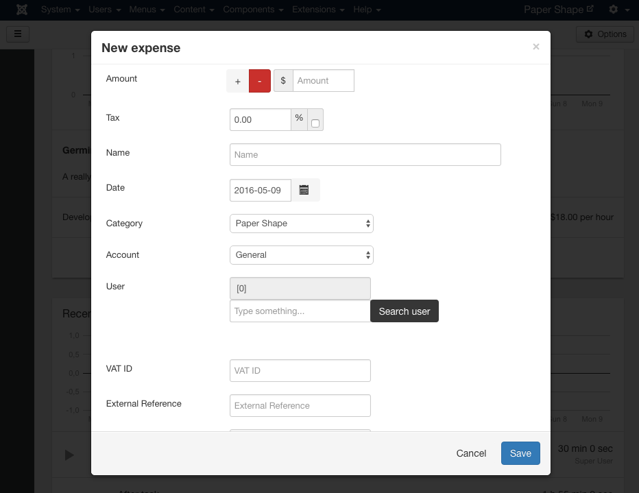 New expense form