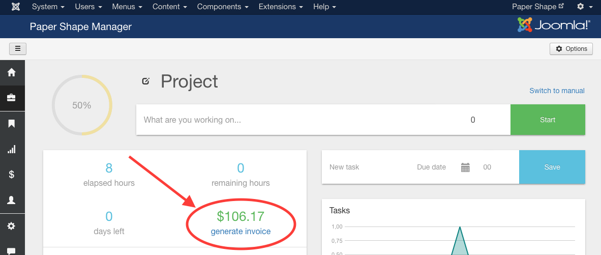 Generate invoice button