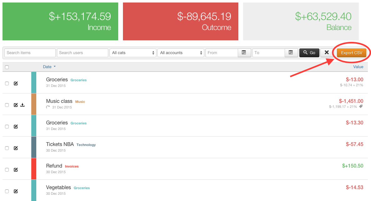 Export backend